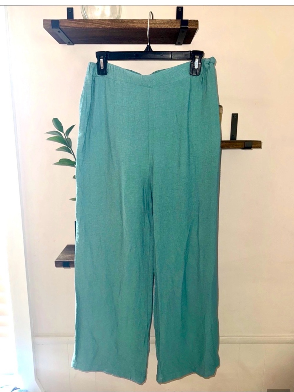 Happily Grey Light Teal Wide Leg Pants Size Large
